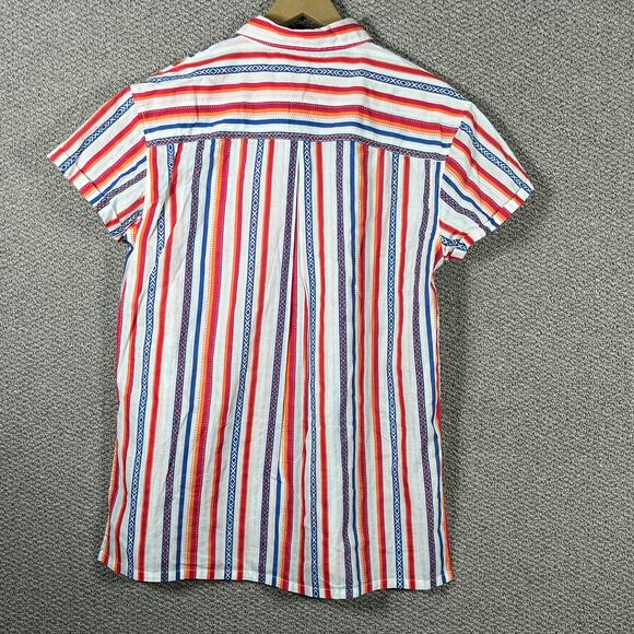 Mountain And Isle Shirt Mens Large Multicolor Striped Button Up Short Sleeves - Picture 6 of 10